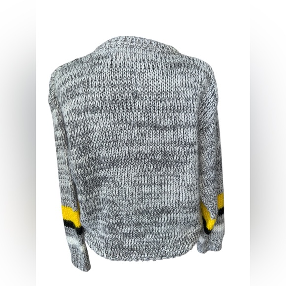 VINTAGE 80s funky geometric multicolor‎ hand knit L - Picture 6 of 6